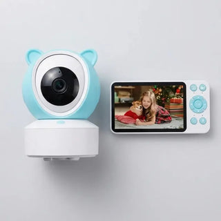 Smart Baby Monitor by Univers Nest showing a parent viewing live video feed of a sleeping baby on a mobile device.