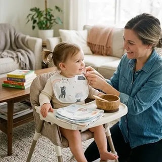Ultra absorbent baby bib by Univers Nest, soft fabric with colorful patterns, designed to keep clothes clean during feeding.