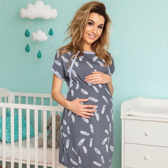 Comfortable nursing nightgown by Univers Nest, featuring soft fabric and easy-access design for day and night breastfeeding.