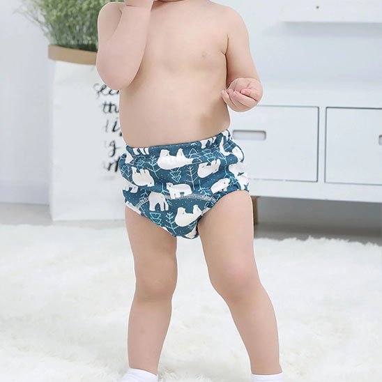 Reusable washable diaper from Univers Nest, eco-friendly cloth diaper with soft fabric and adjustable fit for babies.