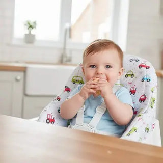 Comfortable and washable high chair cushion from Univers Nest with soft padding and easy-to-clean fabric for added comfort.