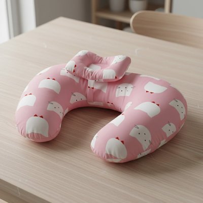 Ergonomic nursing pillow by Univers Nest with soft fabric, designed for mom and baby comfort during breastfeeding.