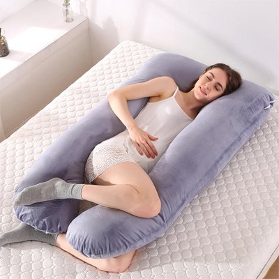 Pregnancy pillow from Univers Nest providing comfortable support for pregnant women, with soft fabric and ergonomic design.