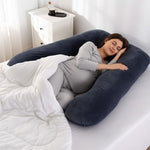 Pregnancy pillow from Univers Nest, showcasing its large, plush, U-shaped design for comfortable support during pregnancy.