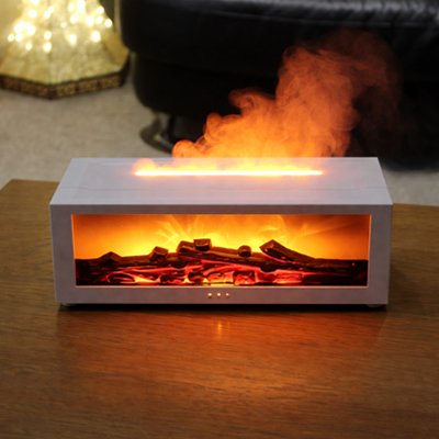 Pure Breath air humidifier by Univers Nest, showing a sleek white humidifier with mist emanating from the top.