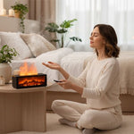 Universal Nest Pure Breath air humidifier emitting a gentle mist, compact design ideal for home or office use.