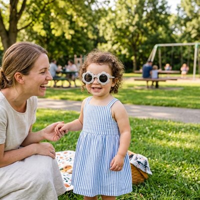 Baby sunglasses from Univers Nest with UV protection, featuring a comfortable fit and stylish design for infants.