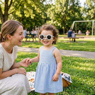 Baby sunglasses from Univers Nest with UV protection, featuring a comfortable fit and stylish design for infants.