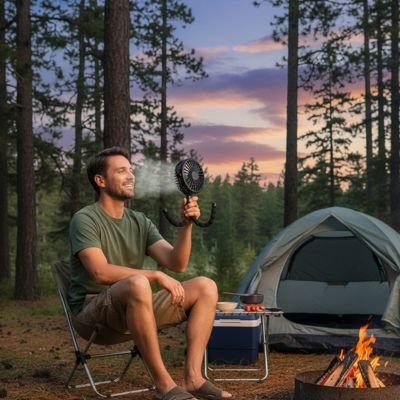 Portable Univers Nest mini fan with adjustable vents and rechargeable battery, ideal for personal cooling.