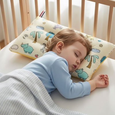 Ergonomic children's pillow by Univers Nest with soft fabric and supportive design for comfortable sleep.