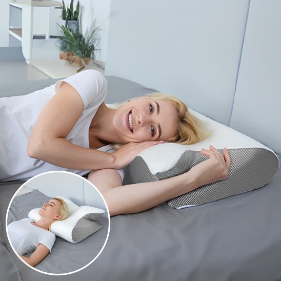 Ergonomic pillow from Univers Nest with supportive design and plush fabric for comfortable sleep and neck support.