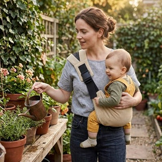 Univers Nest ergonomic baby carrier with padded straps and adjustable support for comfortable babywearing.