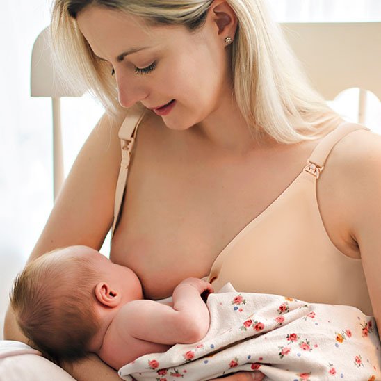 Univers Nest nursing bra showing comfortable, supportive design with adjustable straps and soft fabric for breastfeeding.