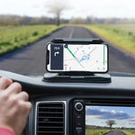Universal Nest car phone mount with ultra-stable support, holding a smartphone securely in a vehicle.