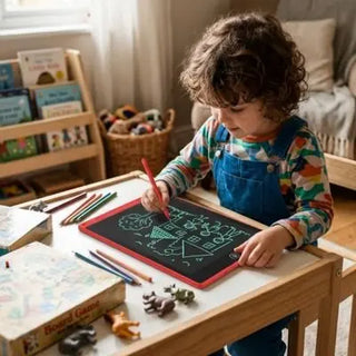 Univers Nest LCD writing tablet with erasable drawing surface and stylus for drawing and note-taking.