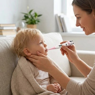 Digital thermometer from Univers Nest showing a temperature reading on its sleek display screen.