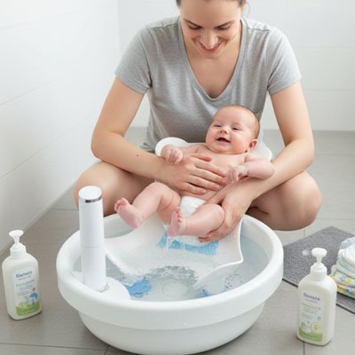 Ergonomic baby bath seat by Univers Nest, featuring a comfortable design for safe, supportive bathing of infants.