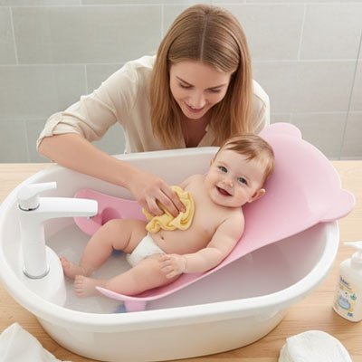 Ergonomic baby bath chair from Univers Nest featuring soft padding and supportive design for safe, comfortable bathing.