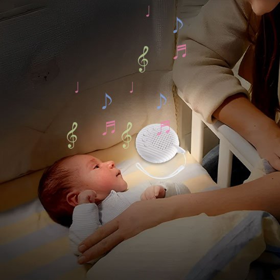 Univers Nest white noise night light emits gentle sound and soft glow, ideal for soothing sleep and creating a calm bedtime environment.
