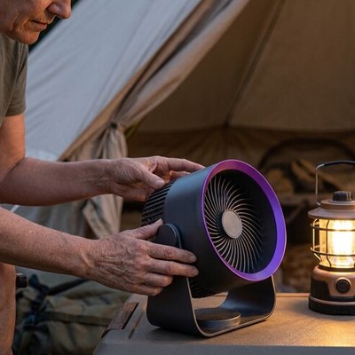 Univers Nest ultra-compact portable fan with adjustable blades and foldable design for easy cooling on the go.